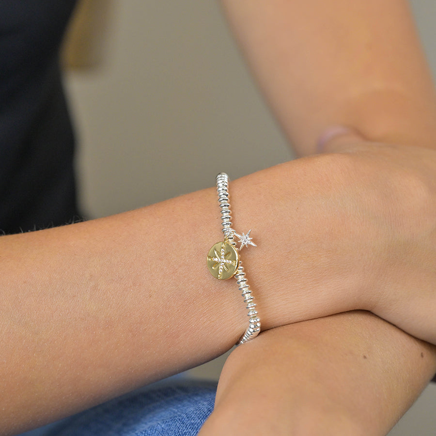 4154 - Silver Plated Nautical Compass Bracelet