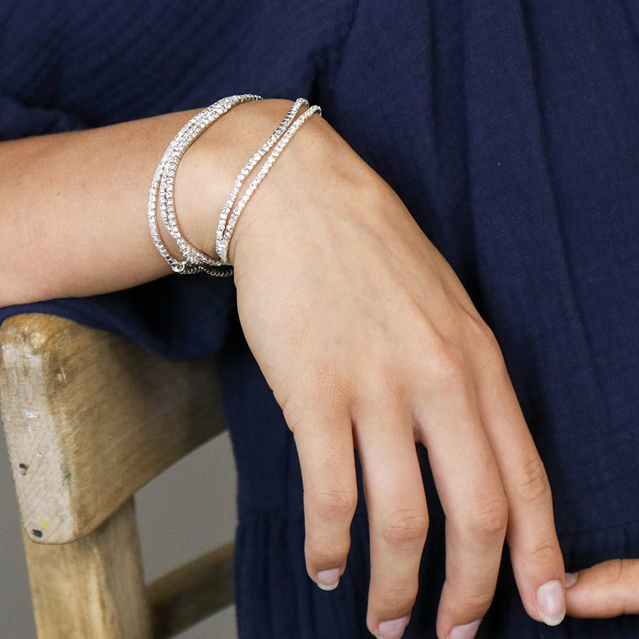 4245 - Clear Crystal Mix Bracelet Stack