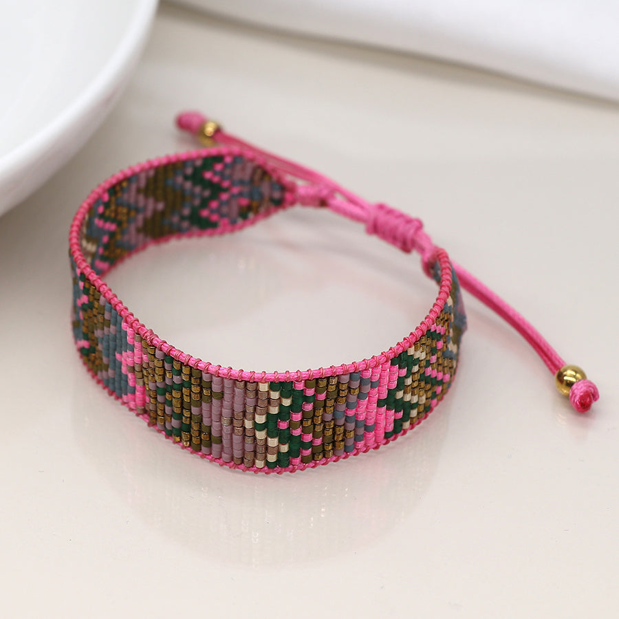4271 - Pink Adjustable Beaded Bracelet