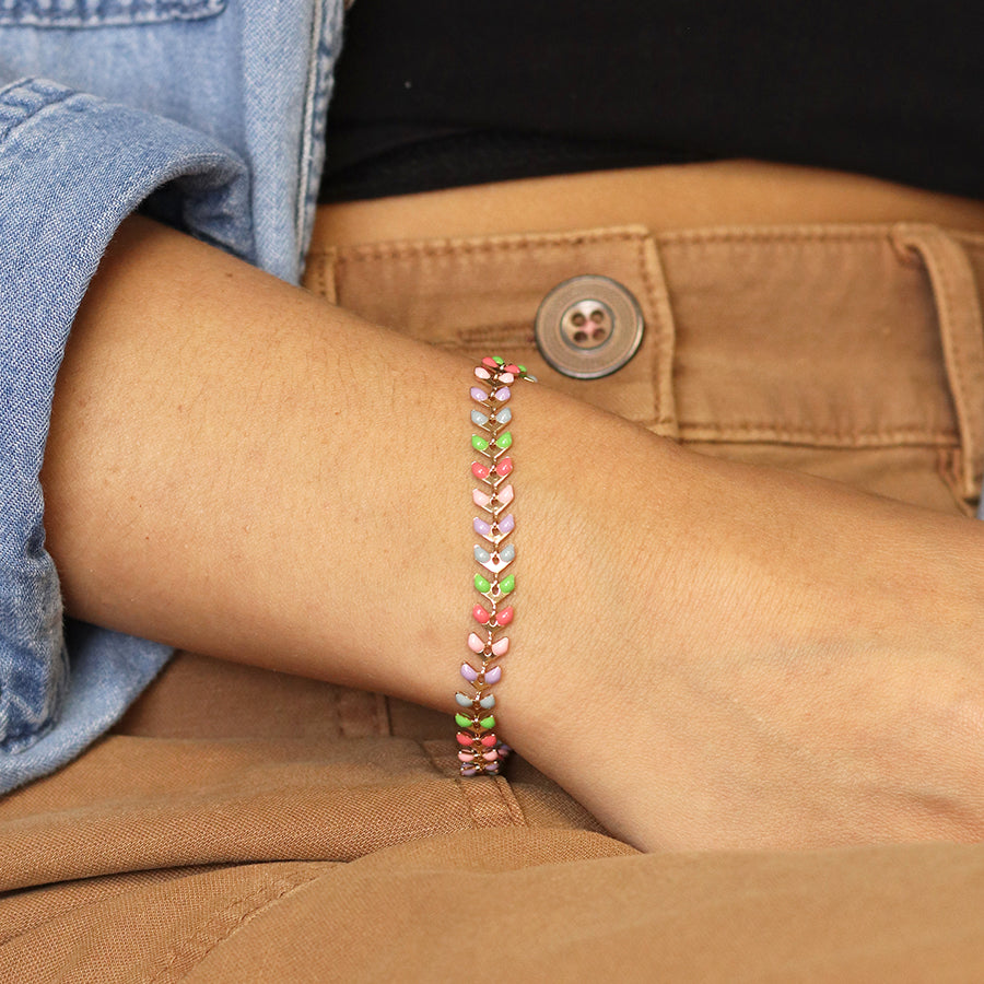 4372 - Golden & Pastel Droplet Bracelet