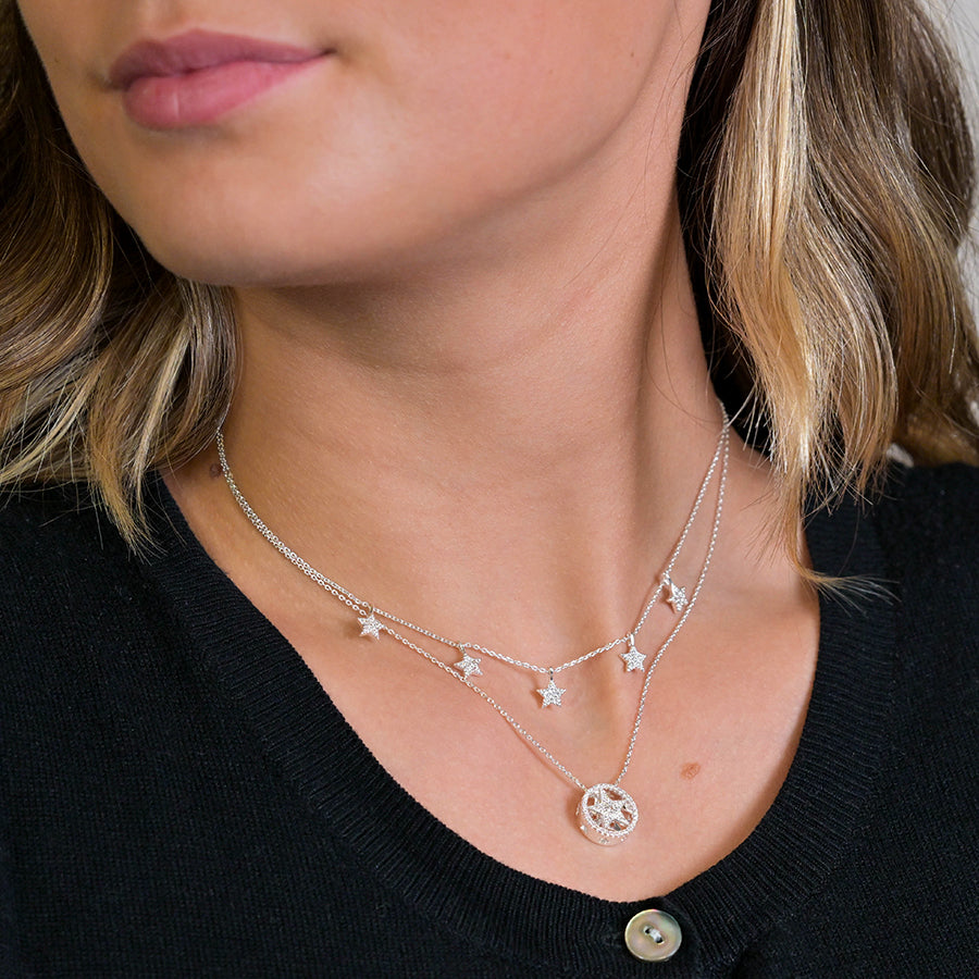 4471 - Silver Plated Star in Circle Necklace