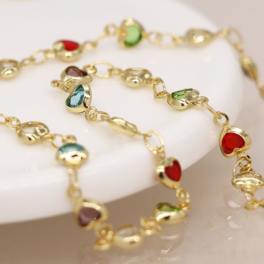 4636 - Rainbow Glass Hearts Necklace