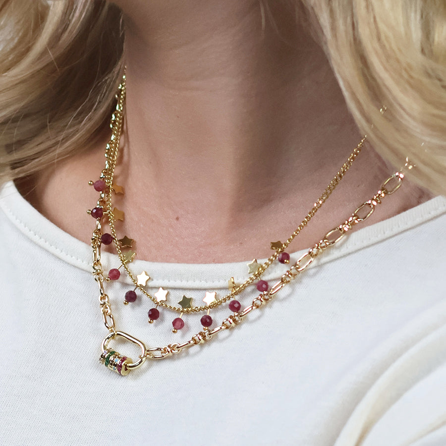 (956) Chroma, Gold & Crystal Necklace
