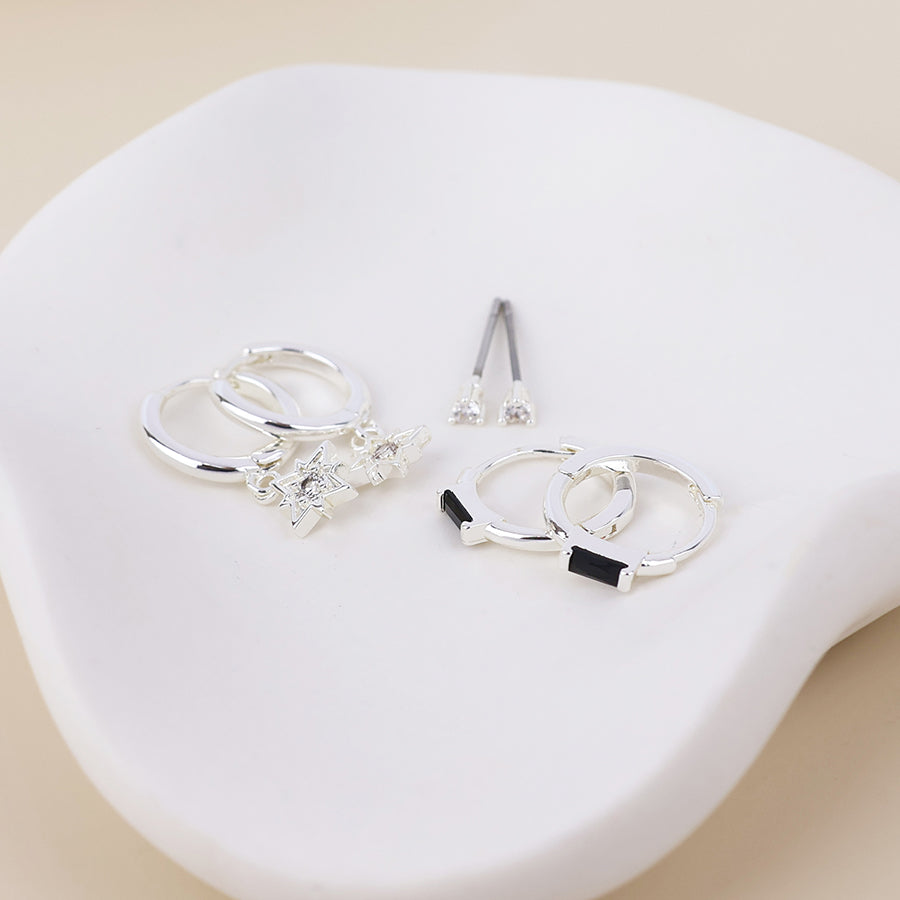 (962) Ella, Triple Silver Set, Earrings