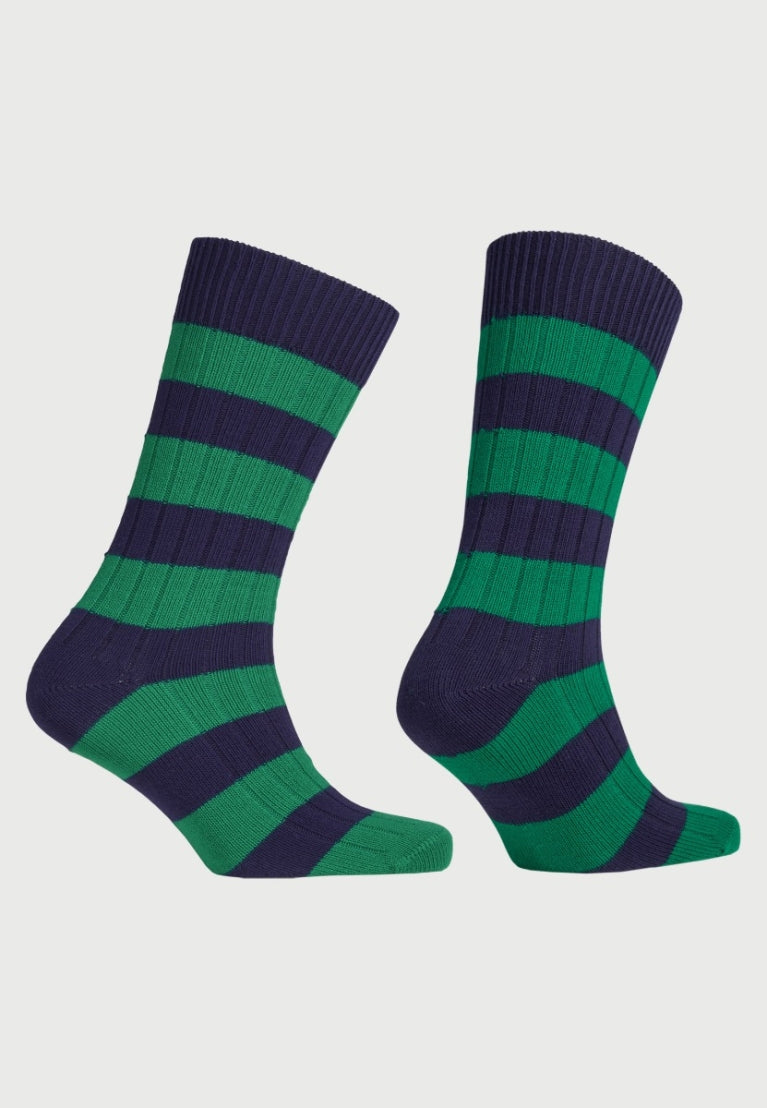 Striped Socks - Navy/Green