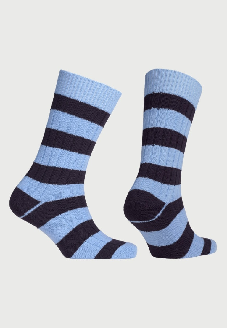 Striped Socks - Navy/Sky