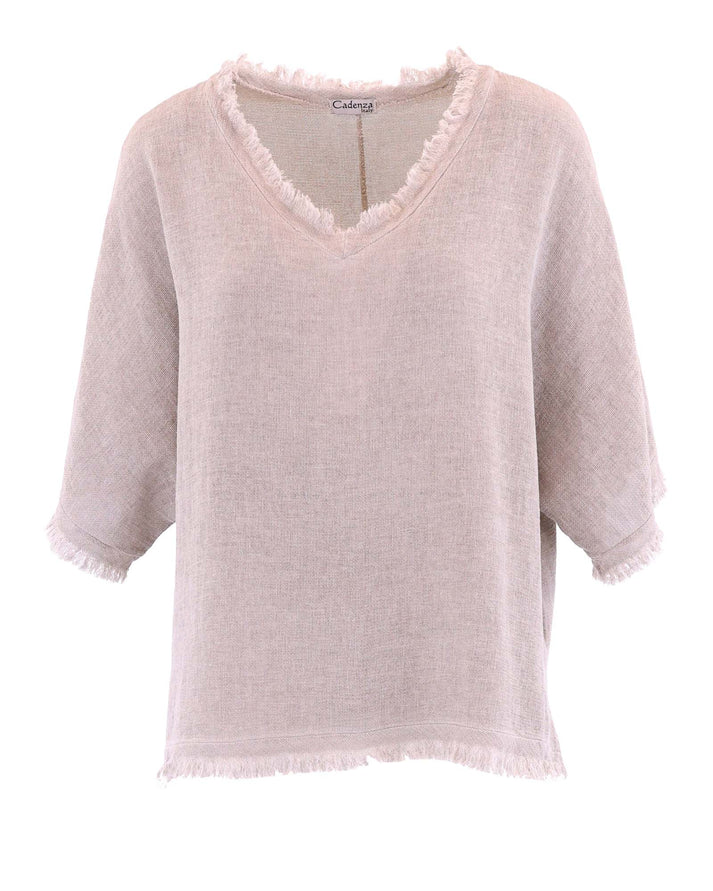 Linen Blend Frill Tunic Truffle