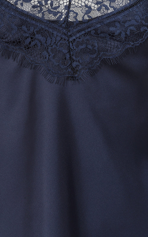 Eliza - Lace Trim Satin Camisole - Navy