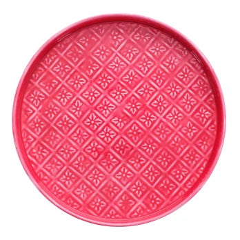 Vibrant Pink Round Enamel Tray