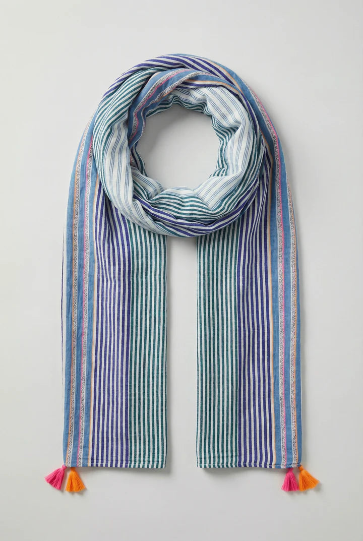Striped Blue Cotton Scarf