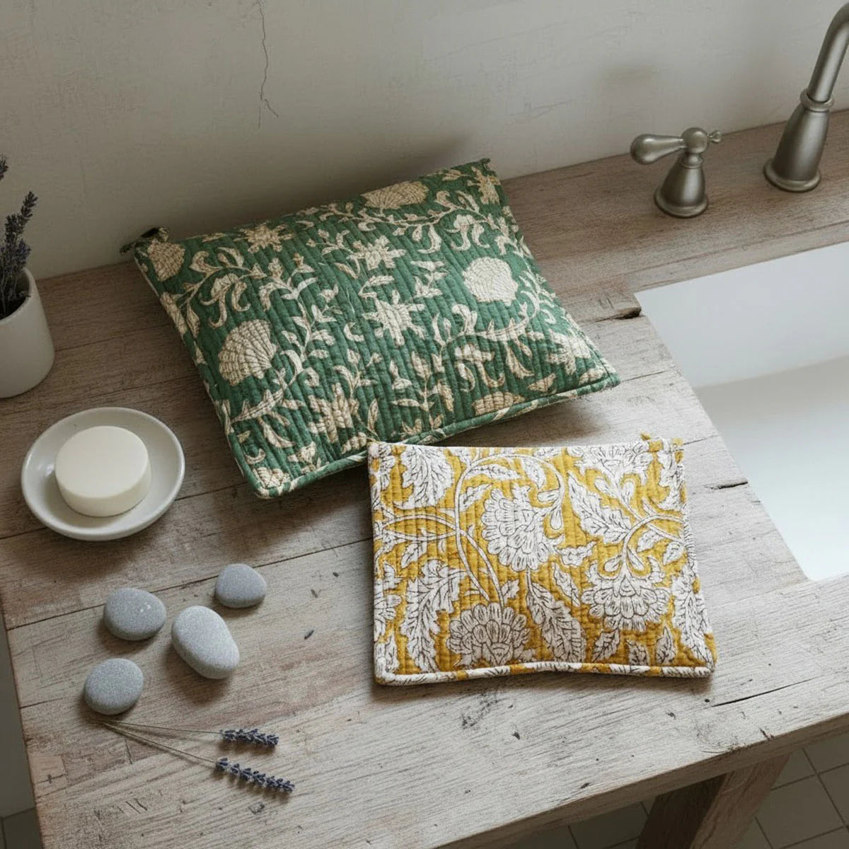 Green Jaipur Flat Pouch