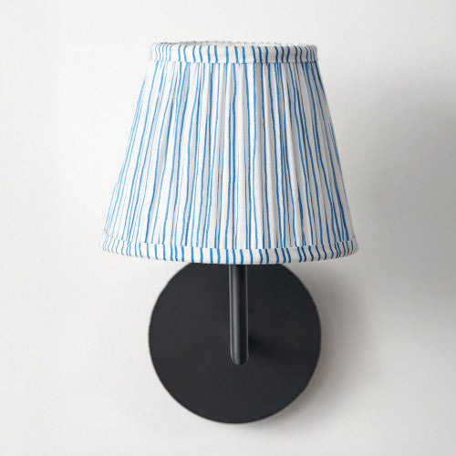 Thiago, Ocean Blue, Striped Pleated Lampshade - 16cm