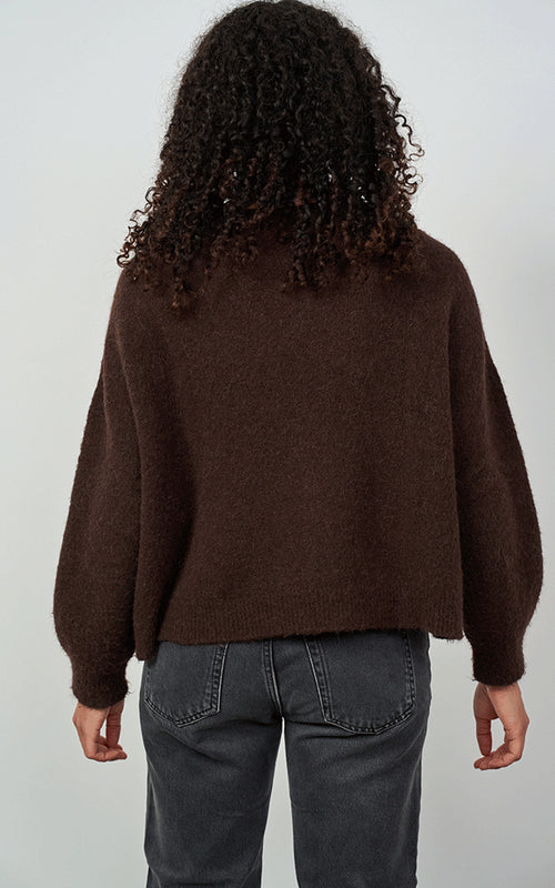 Bettina Short Alpaca Jumper, Chocolate