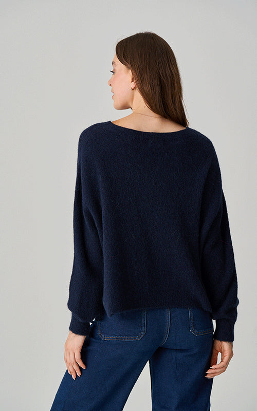 Bettina Short Alpaca Jumper, Navy