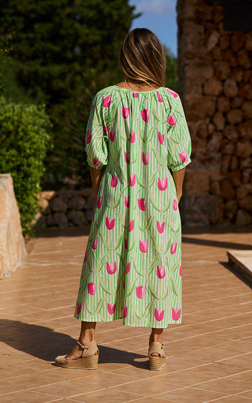 Nice Midi Dress - Pink Tulips