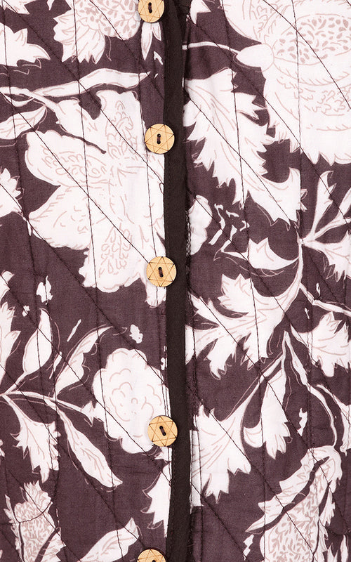 Chocolate Quilted Velvet Jacket, Reversible