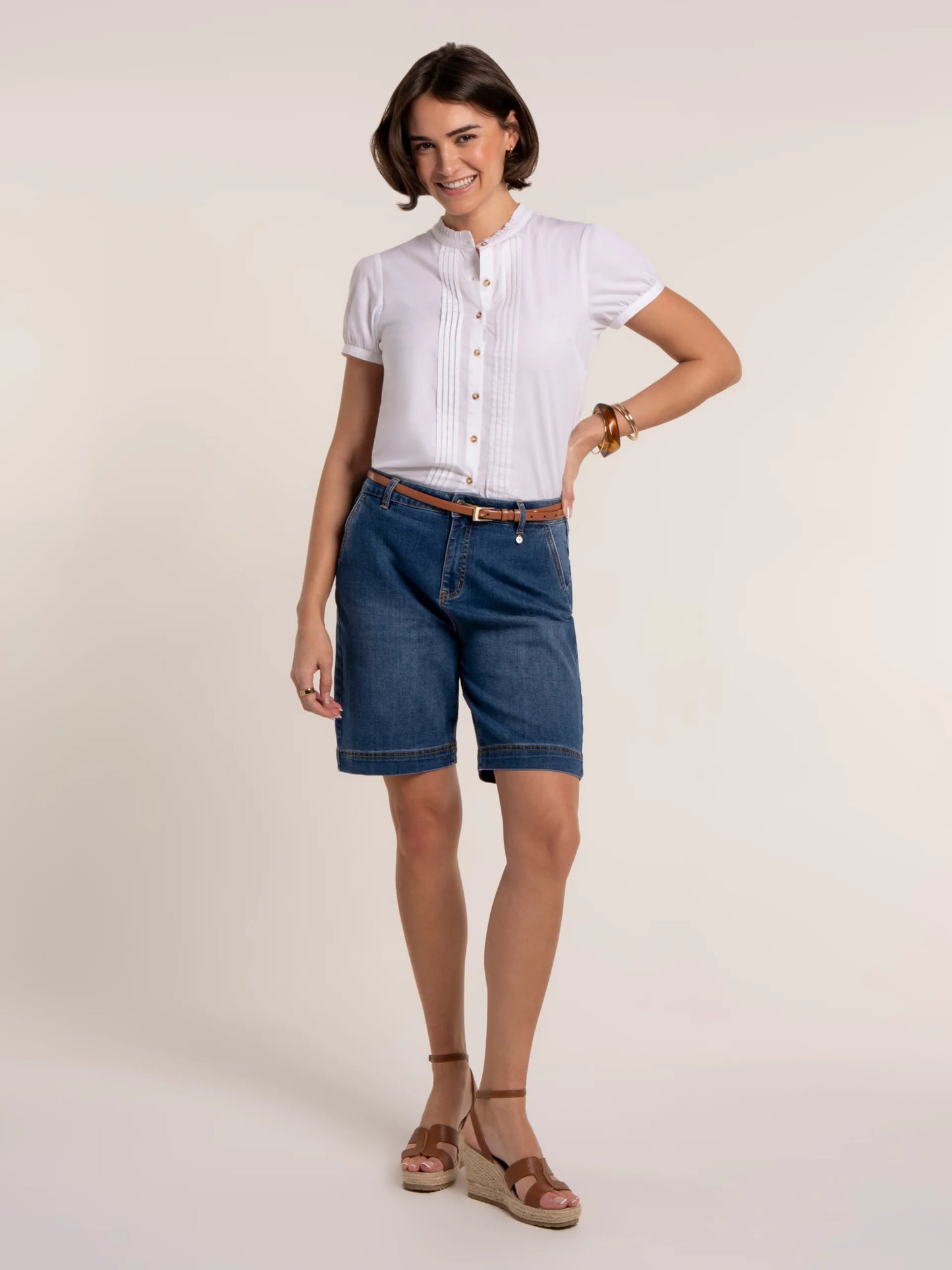 Wide Leg Denim Shorts