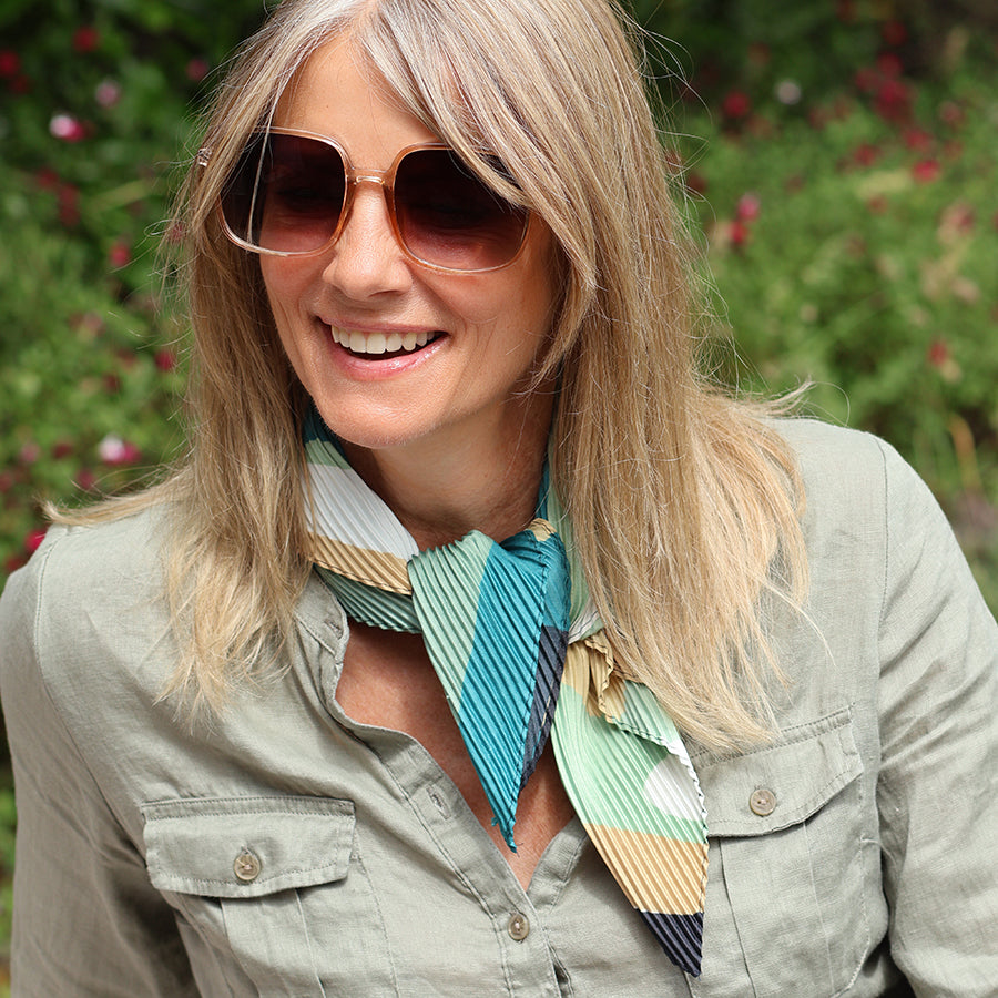 Green & Sand Crinkle Neckerchief