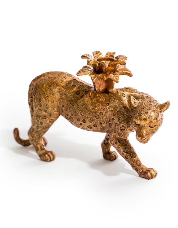 Sitting Leopard Candle Holder