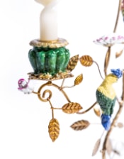 Antiqued Ornate Parrot & Branch Candle Holder