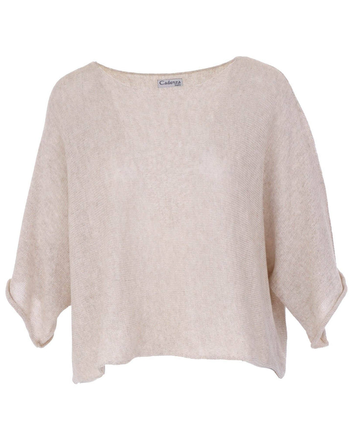 Cotton Blend Short Tunic Top - Sand