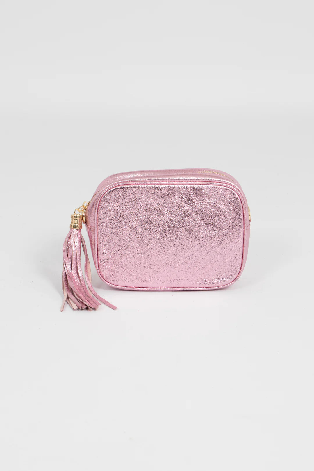 Beau Italian Leather Crossbody Bag - Metallic Rose