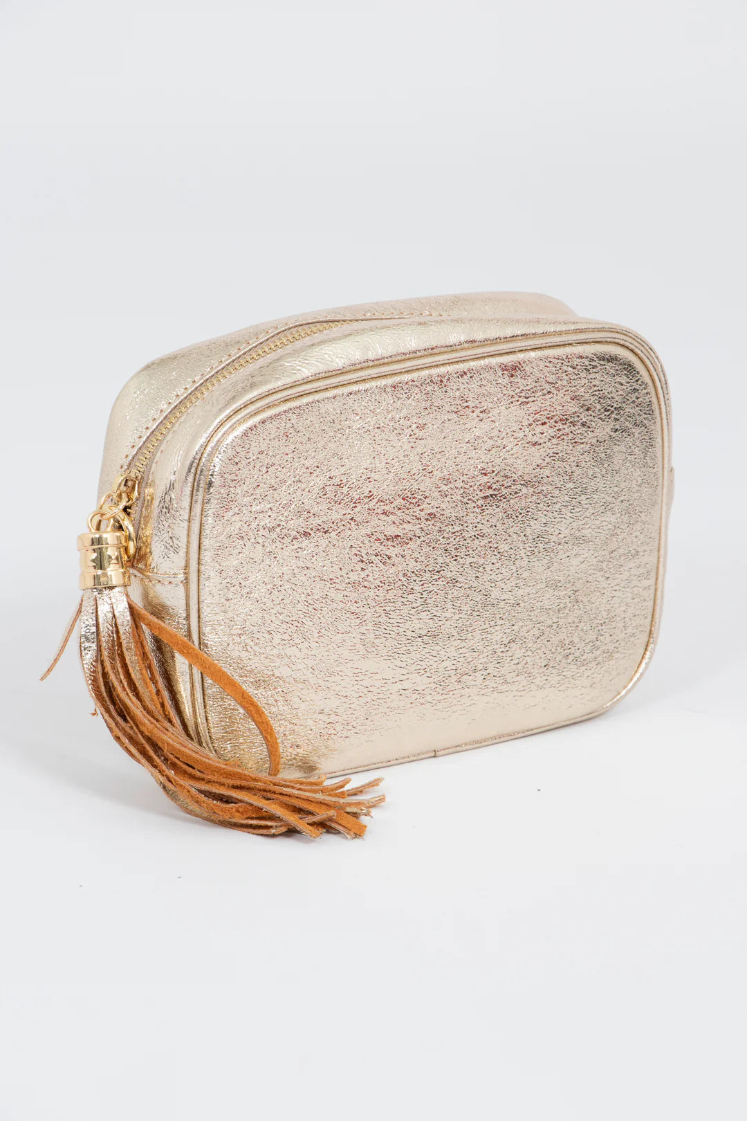 Beau Italian Leather Crossbody Bag - Metallic Gold