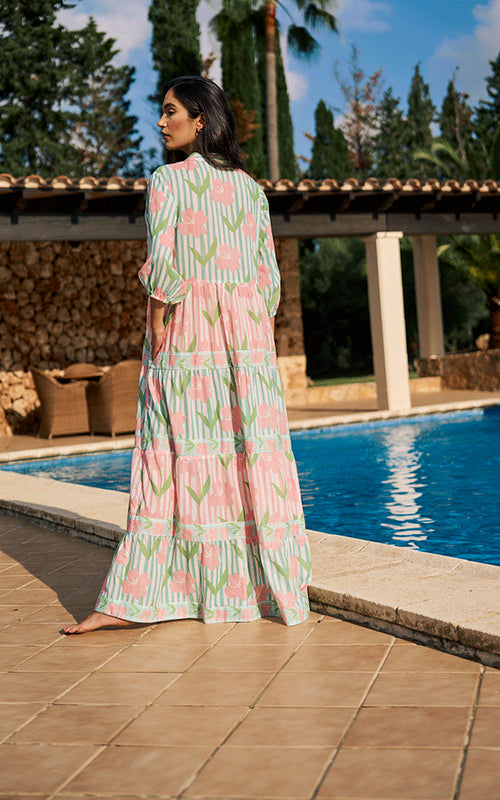 Sassari Maxi Dress - Green/Pink