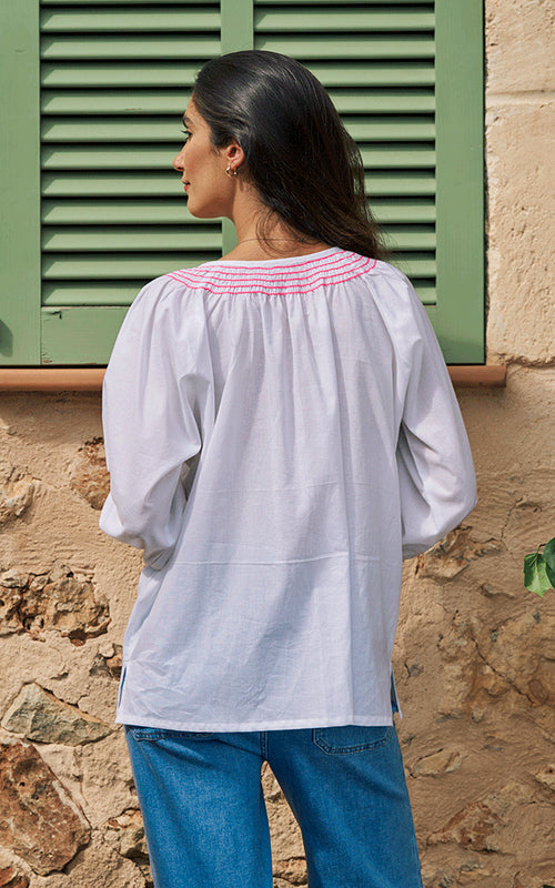 Villefranche Embroidered Blouse - Pink