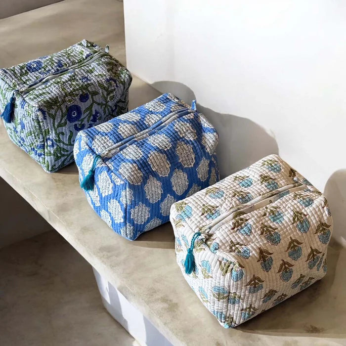 Wash/Cosmetic Bag - Blue Block Motif