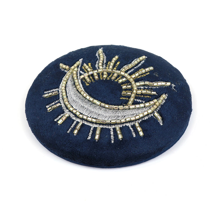 Celestial Petrol Blue Velvet Compact Mirror