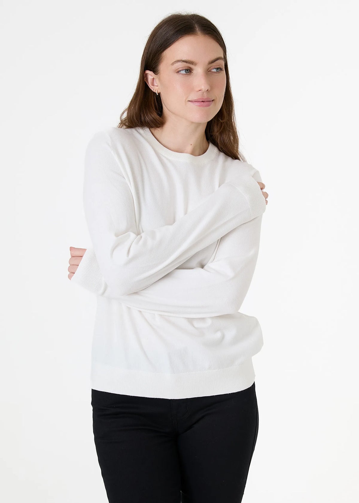 Ivory, Super Soft Fitted Crew Neck Jumper