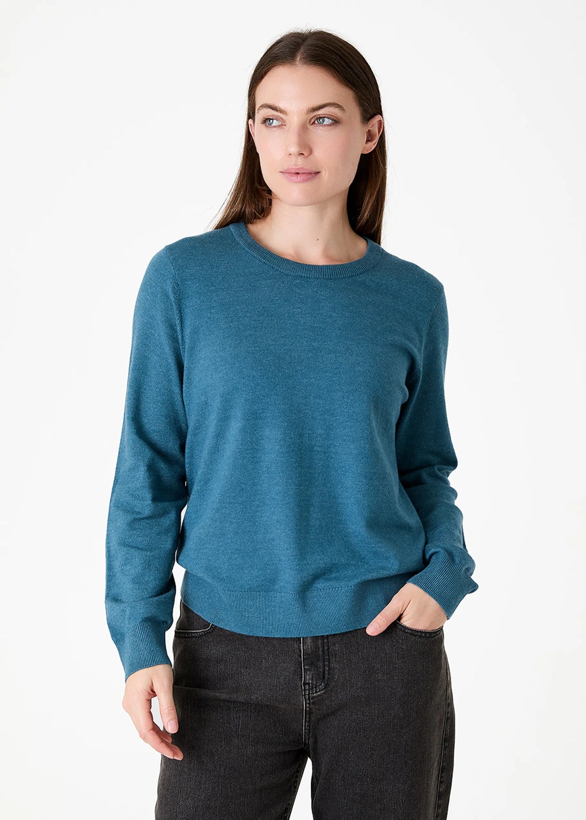 Marine, Super Soft Fitted Crew Neck Jumper