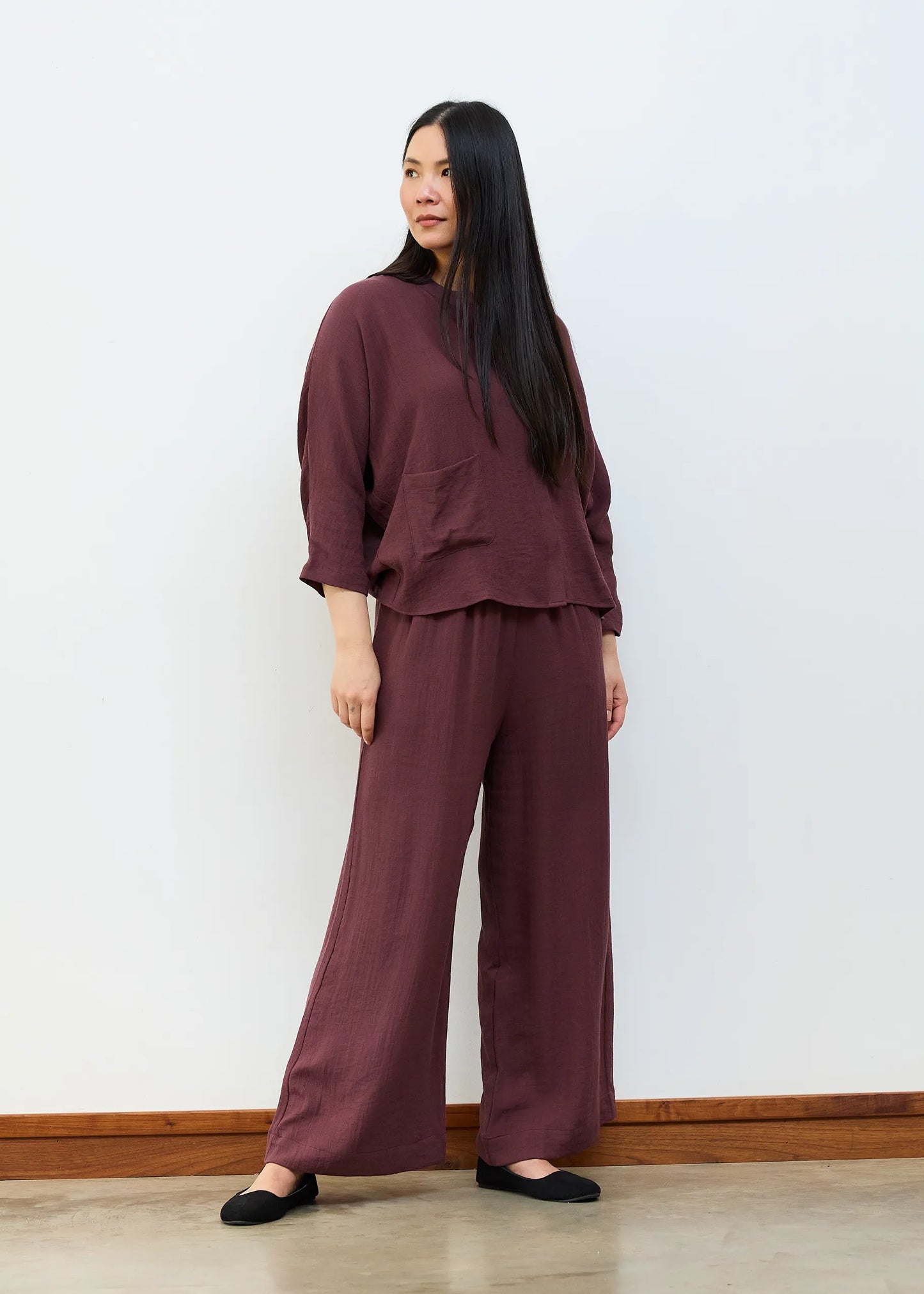 Merlot, Grandad Collar Shirt
