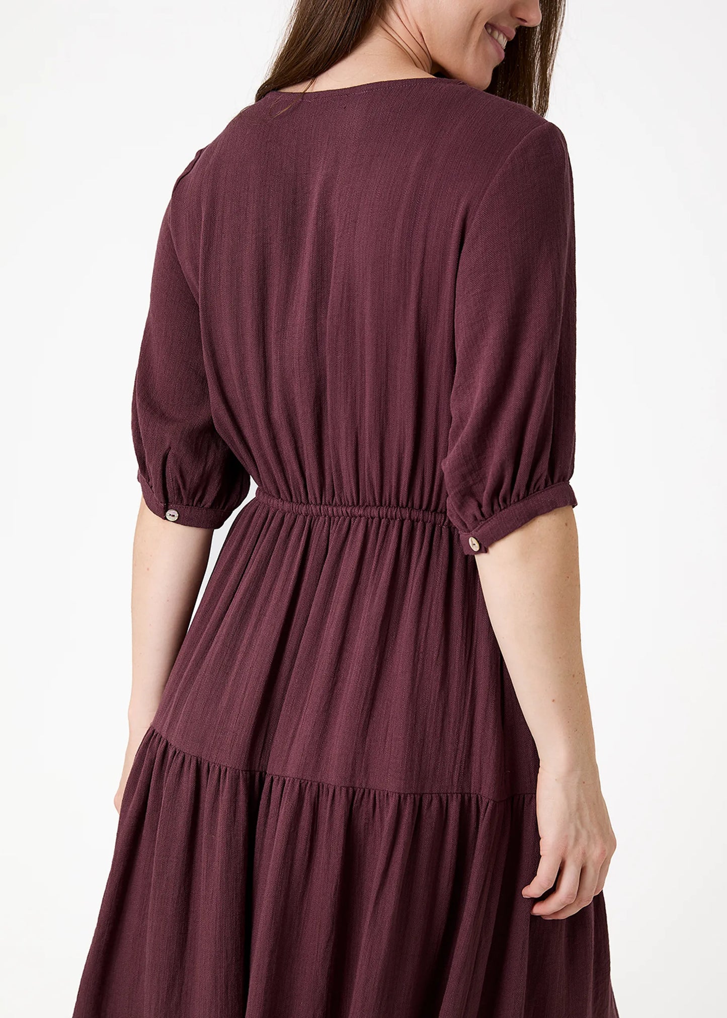 Merlot, Ripple Drawstring Dress