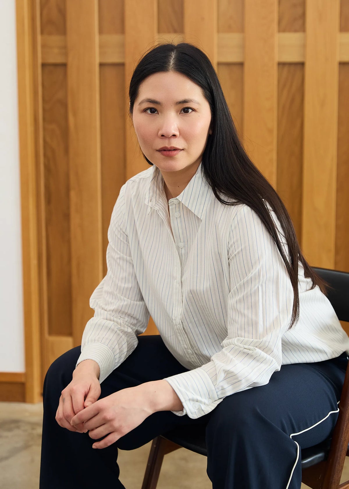 Cream Dash Stripe Collar Shirt
