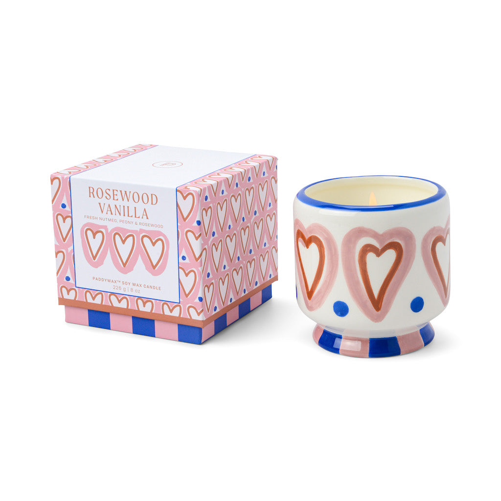 A Dopo! Hearts Ceramic Candle - Rosewood Vanilla