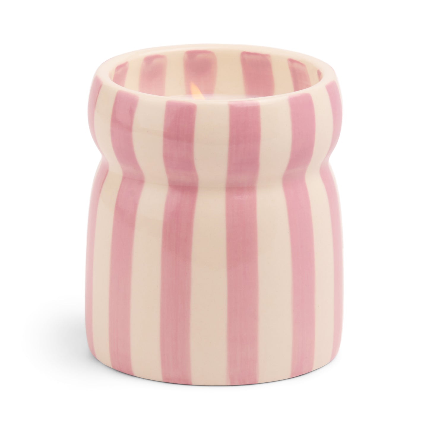 Cabana Lavender Striped Ceramic Candle - Grecian Sand (Boxed)