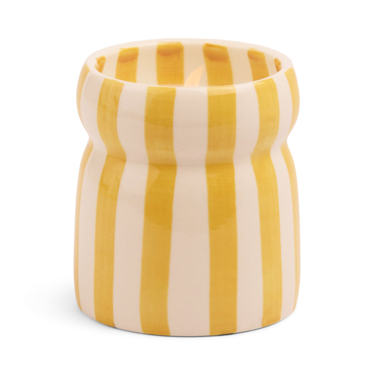 Cabana Ochre Striped Ceramic Candle - Gold Coast (Boxed)