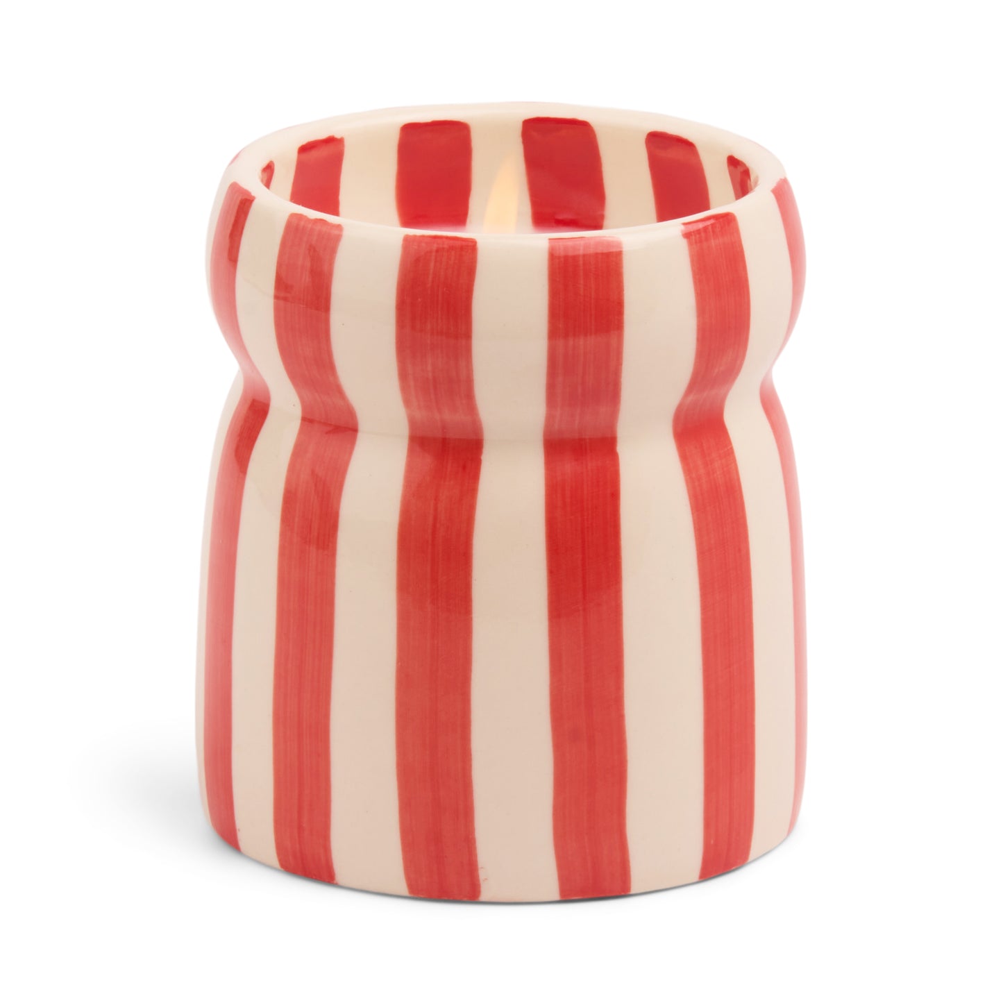 Cabana Red Striped Ceramic Candle - Hibiscus Bay (Boxed)