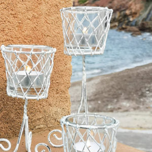 Wire Votive Basket - Antique White