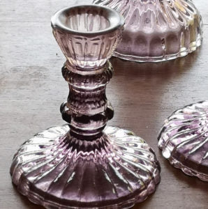 Glass Candlestick - Heather