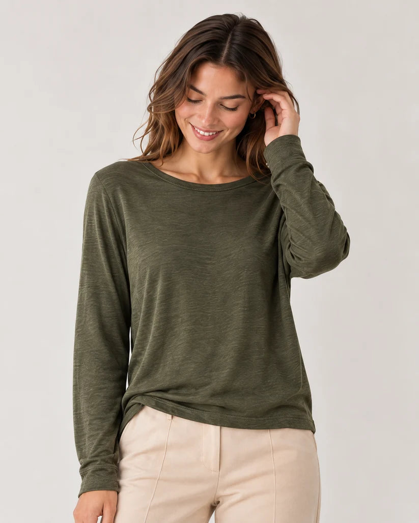 Khaki Cashmere Blend Layering Top