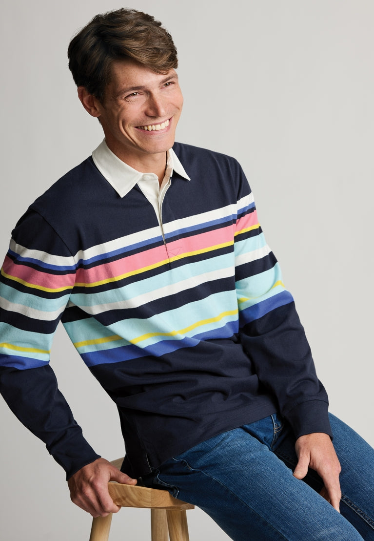 Cononley Navy Stripe Rugby Shirt