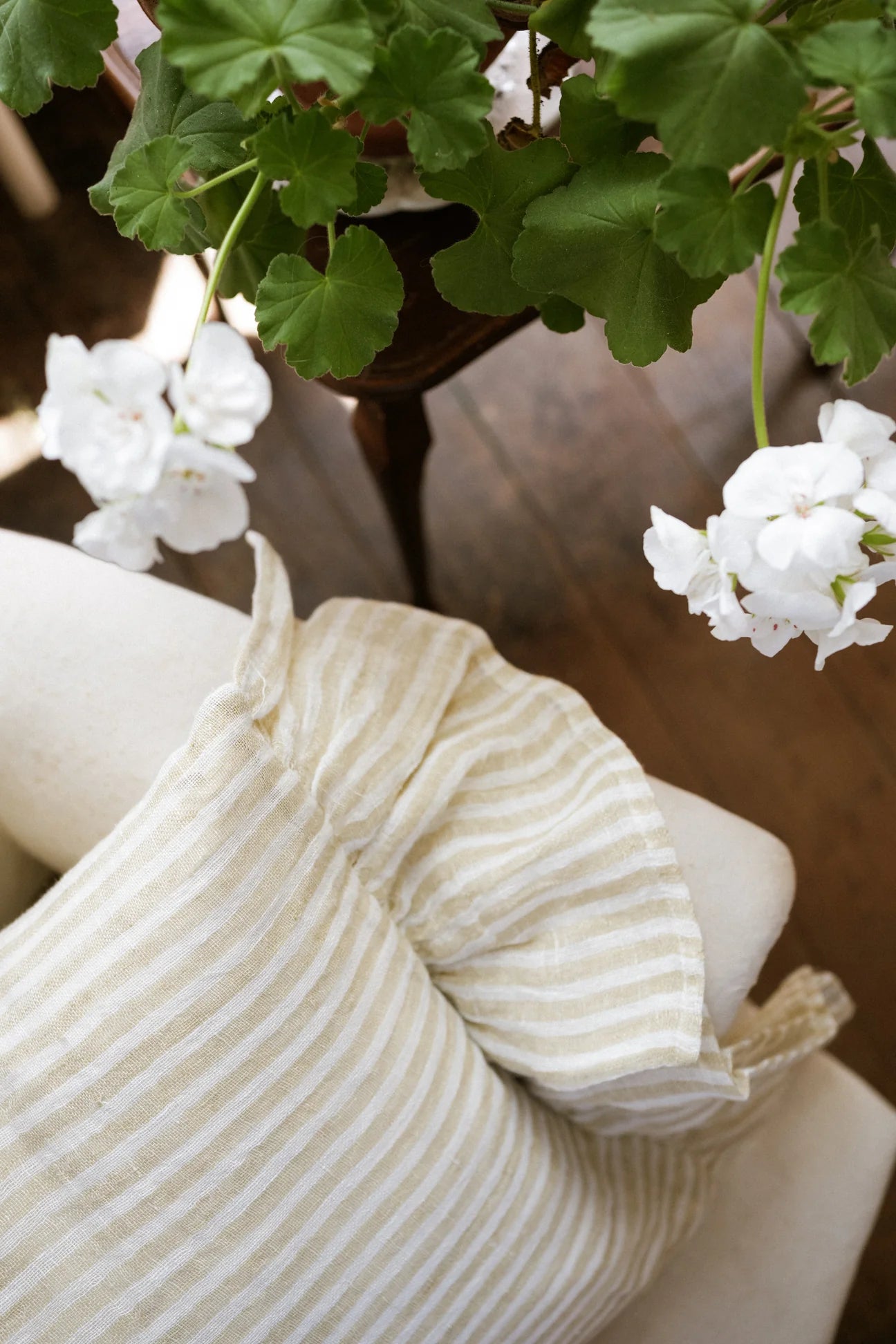 The Salcombe Ruffle Cushion - Antique Cream