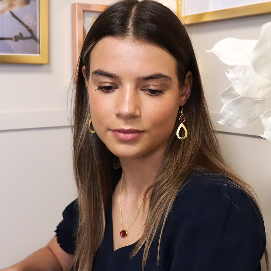 0024 - Gold Plated Glass Teardrop Earrings