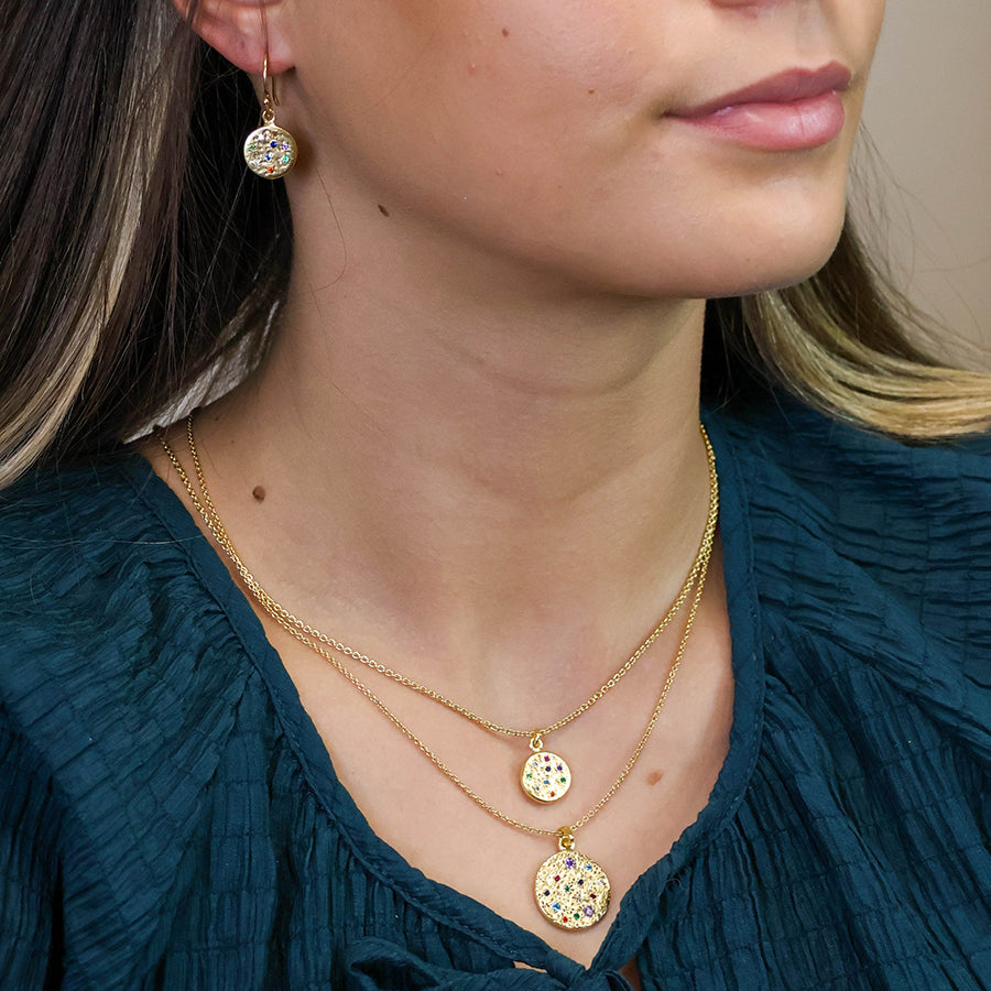 0079 - Luxury Gold Plated Rainbow Disc Necklace