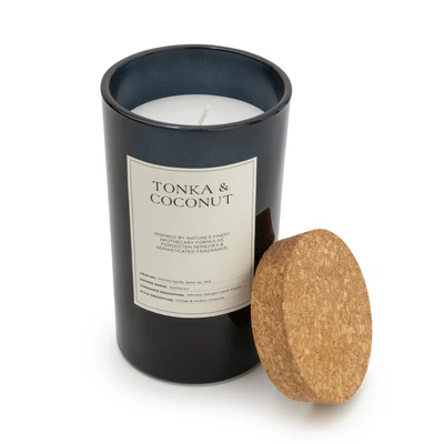Large Glass Apothecary Candle - Tonka & Coconut