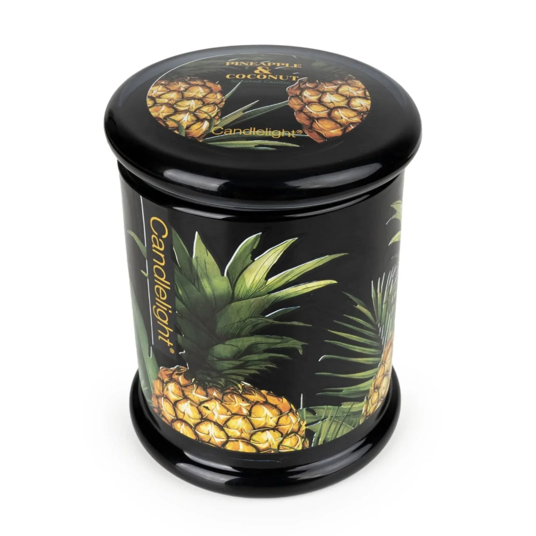 Large Glass Lidded Jar Candle - Pineapple & Coconut