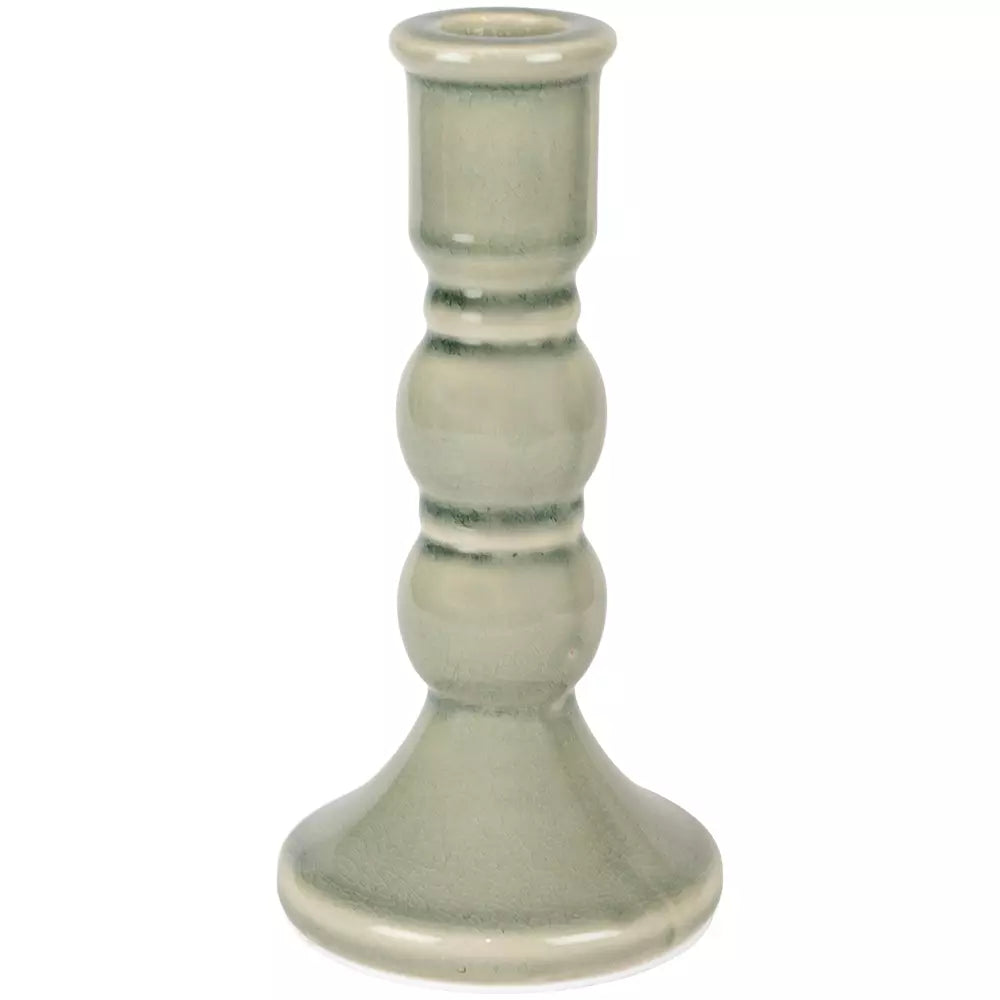 Romano Candle Holder - Green Crackle Large